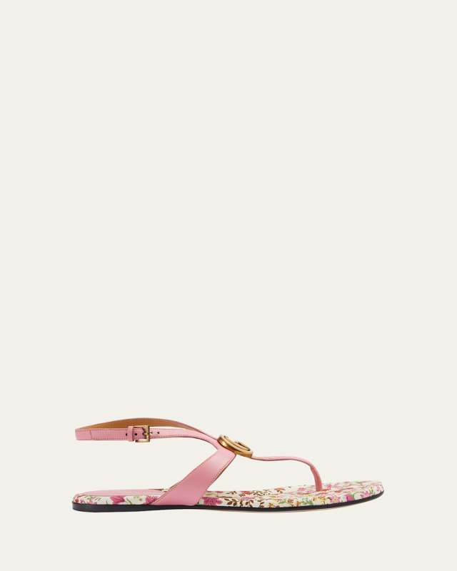 Double G Marmont Leather Thong Sandals